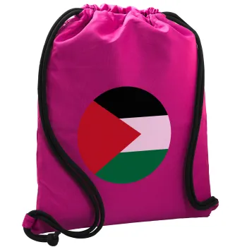 Σημαία Παλαιστίνης, Τσάντα πλάτης πουγκί GYMBAG Φούξια, με τσέπη (40x48cm) & χονδρά κορδόνια