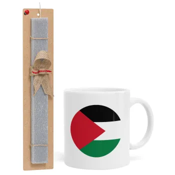 Palestine Flag, Easter Set, Ceramic Cup (330ml) & Easter aromatic flat candle (30cm) (GRAY)