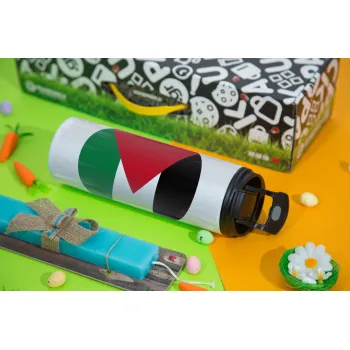 Σημαία Παλαιστίνης, Πασχαλινή Λαμπάδα με Travel Tumbler θερμό με διπλό καπάκι (600ml, BPA free) & κερί αρωματικό πλακέ (30cm) (ΤΙΡΚΟΥΑΖ)