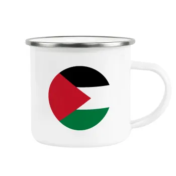 Palestine Flag, Metallic enamel cup white 360ml