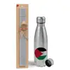 Easter Set, metallic Inox water bottle (750ml) & aromatic flat Easter candle (30cm) (GRAY)