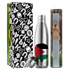 Easter Set, metallic stainless thermos flask (500ml) & scented flat Easter candle (30cm) (GRAY)