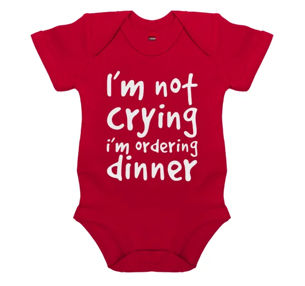 I'm Not Crying I'm Ordering Dinner — Short-sleeve baby bodysuit, RED, 100% organic cotton