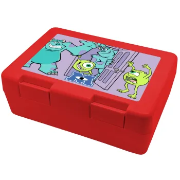 Monster inc, Παιδικό δοχείο κολατσιού ΚΟΚΚΙΝΟ 185x128x65mm (BPA free πλαστικό)