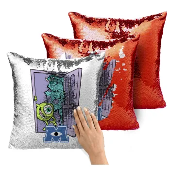 Monster inc, Μαξιλάρι καναπέ Μαγικό Κόκκινο με πούλιες 40x40cm περιέχεται το γέμισμα