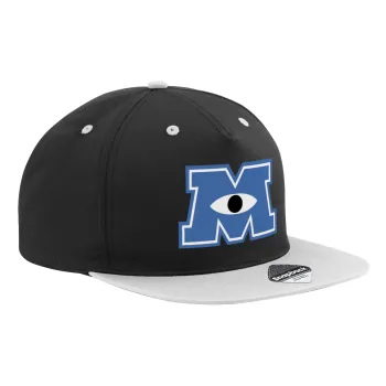 Monster inc, Καπέλο Ενηλίκων Flat Snapback Μαύρο/Γκρι, (100% ΒΑΜΒΑΚΕΡΟ TWILL, ΕΝΗΛΙΚΩΝ, UNISEX, ONE SIZE)