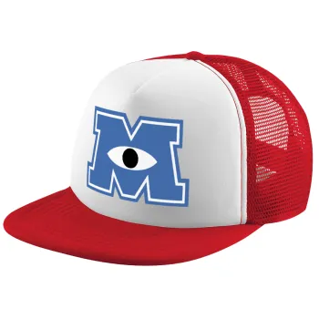 Monster inc, Καπέλο παιδικό Soft Trucker με Δίχτυ ΚΟΚΚΙΝΟ/ΛΕΥΚΟ (POLYESTER, ΠΑΙΔΙΚΟ, ONE SIZE)