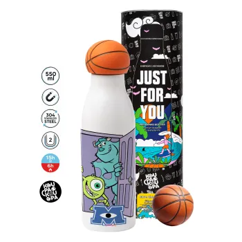 Monster inc, Μπάλα μπάσκετ μεταλλικό παγούρι θερμός, διπλού τοιχώματος, 550ml