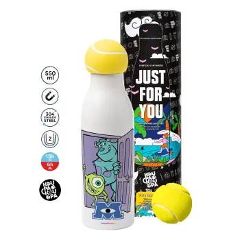 Monster inc, Μπάλα τένις μεταλλικό παγούρι θερμός, διπλού τοιχώματος, 550ml