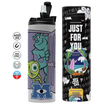 Monster inc, Tumbler ποτήρι θερμό ΓΚΡΙ από ανοξείδωτο ατσάλι 600ml