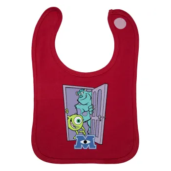 Monster inc, Σαλιάρα με Σκρατς Κόκκινη 100% Organic Cotton (0-18 months)
