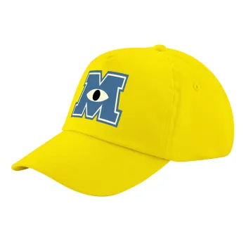 Monster inc, Child's Baseball Cap, 100% Cotton Twill, Yellow (COTTON, CHILD, UNISEX, ONE SIZE)