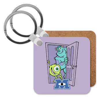 Monster inc, Μπρελόκ Ξύλινο τετράγωνο MDF