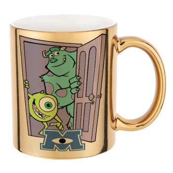 Monster inc, Κούπα κεραμική, χρυσή καθρέπτης, 330ml