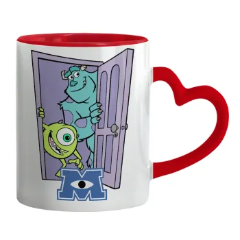Monster inc, Mug heart red handle, ceramic, 330ml