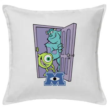 Monster inc, Μαξιλάρι καναπέ ΛΕΥΚΟ 100% βαμβάκι, περιέχεται το γέμισμα (50x50cm)