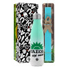 Easter Set, Metallic green/white thermos (Stainless steel), double-walled, 500ml & scented flat Easter candle (30cm) (TURQUOISE)
