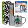 Easter Set, metallic thermal cup (300ml) & Easter aromatic flat candle (30cm) (GRAY)