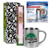 Easter Set, metallic thermal cup (300ml) & aromatic flat Easter candle (30cm) (PINK)