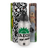 Easter Set, metallic silver aluminum water bottle (500ml) & aromatic flat Easter candle (30cm) (GRAY)