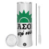 Tumbler stainless steel 600ml, with metal straw & cleaning brush