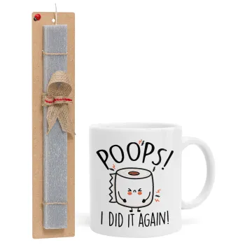 Poops!...I Did It Again, Easter Set, Ceramic Cup (330ml) & Easter aromatic flat candle (30cm) (GRAY)
