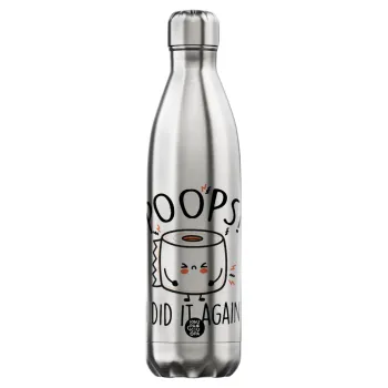 Poops!...I Did It Again, Μεταλλικό παγούρι θερμός Inox (Stainless steel), διπλού τοιχώματος, 750ml