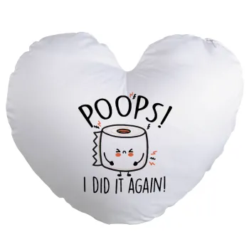 Poops!...I Did It Again, Μαξιλάρι καναπέ καρδιά 40x40cm περιέχεται το  γέμισμα