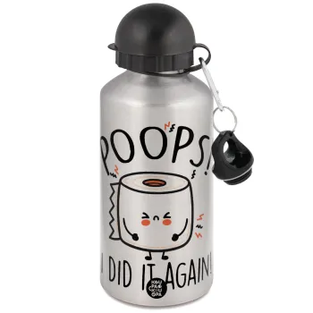 Poops!...I Did It Again, Metallic water jug, Silver, aluminum 500ml