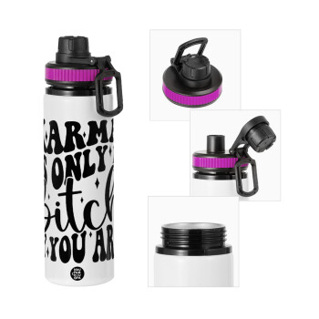 Karma is Only A Bitch if You Are, Μεταλλικό παγούρι νερού με καπάκι ασφαλείας, αλουμινίου 850ml