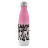 Metal mug thermos Pink/White (Stainless steel), double wall, 500ml