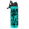 Metallic water bottle with safety lid, 850ml aluminum
