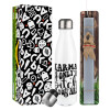 Easter candle, metallic white thermos bottle (500ml) & aromatic flat candle (30cm) (GRAY)