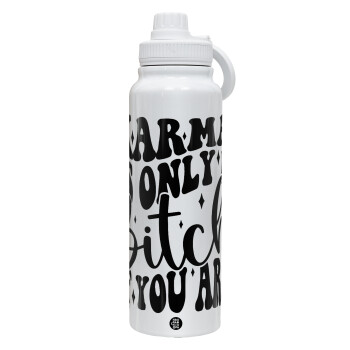 Karma is Only A Bitch if You Are, 1L Stainless Steel Thermal Bottle with Phone Holder & Double Wall Insulation