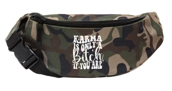 Karma is Only A Bitch if You Are — Unisex waist bag (banana) in Jungle camouflage color with 2 pockets