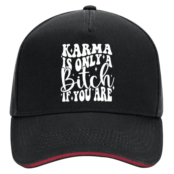 Karma is Only A Bitch if You Are — DRILL Καπέλο Ενηλίκων Ultimate ΜΑΥΡΟ/ΚΟΚΚΙΝΟ, (100% ΒΑΜΒΑΚΕΡΟ, ΕΝΗΛΙΚΩΝ, UNISEX, ONE SIZE)