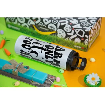 Karma is Only A Bitch if You Are, Easter candle,Travel Tumbler 2 Lids, with metal straw & cleaning brush & aromatic flat candle (30cm) (BLUE)