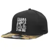 Adult Flat Snapback Hat Black/Camouflage, (100% COTTON TWILL, ADULT, UNISEX, ONE SIZE)