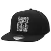 Adult Flat Snapback Hat Black, (100% COTTON TWILL, ADULT, UNISEX, ONE SIZE)