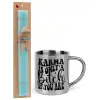 Easter Set, metallic thermal cup (300ml) & aromatic flat Easter candle (30cm) (TURQUOISE)