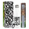 Easter candle, metallic white thermos bottle (500ml) & aromatic flat candle (30cm) (GRAY)