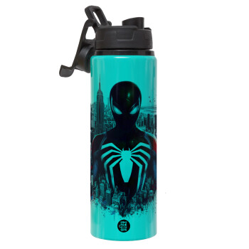 Spiderman City, Metallic water bottle with safety lid, 850ml aluminum