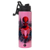 Metallic water bottle with safety lid, 850ml aluminum