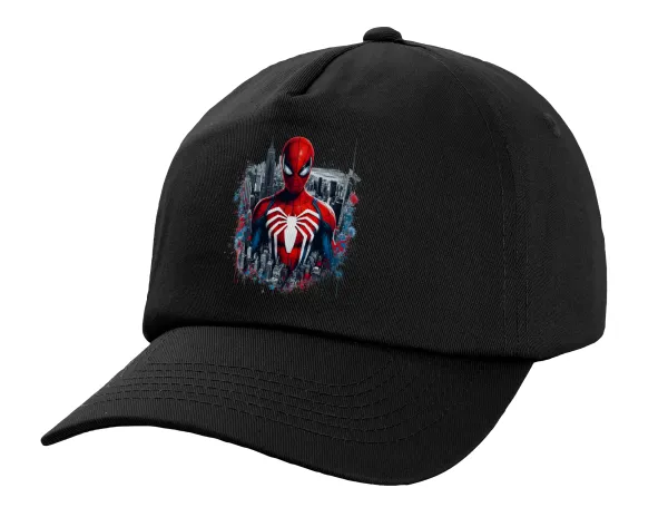 Spiderman City — Καπέλο Ενηλίκων Baseball, 100% Βαμβακερό,  Μαύρο (ΒΑΜΒΑΚΕΡΟ, ΕΝΗΛΙΚΩΝ, UNISEX, ONE SIZE)