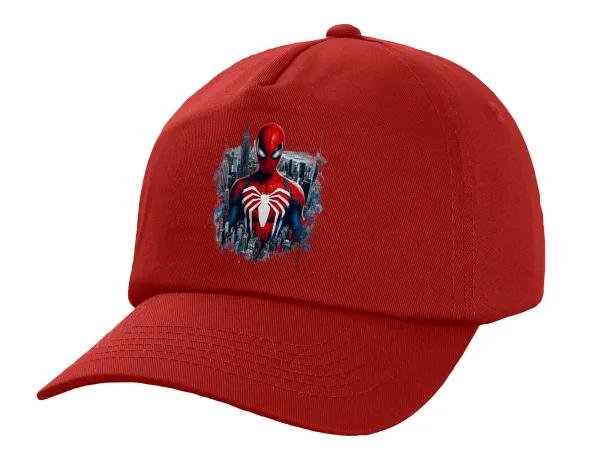 Spiderman City — Πεντάφυλλο Καπέλο Ενηλίκων Baseball, 100% Βαμβακερό,  Κόκκινο (ΒΑΜΒΑΚΕΡΟ, ΕΝΗΛΙΚΩΝ, UNISEX, ONE SIZE)
