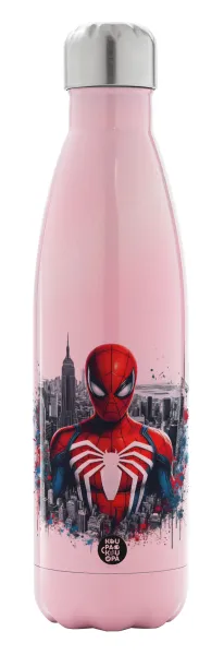 Spiderman City — Metal mug thermos Pink Iridiscent (Stainless steel), double wall, 500ml