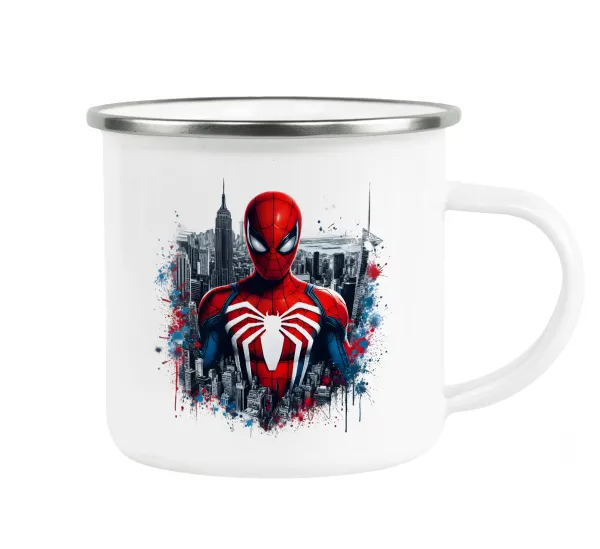 Spiderman City — Metallic enamel cup white 360ml