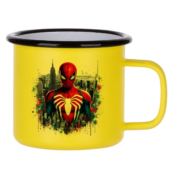 Spiderman City — Κούπα Μεταλλική εμαγιέ ΜΑΤ Κίτρινη 360ml