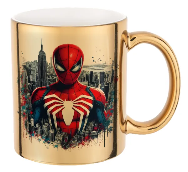 Spiderman City — Κούπα κεραμική, χρυσή καθρέπτης, 330ml