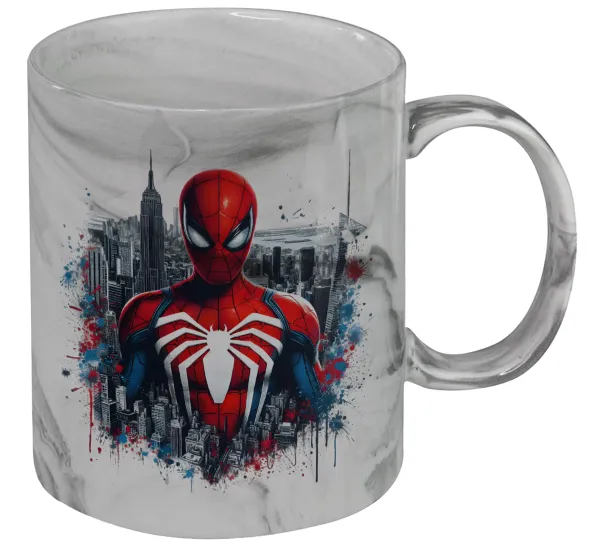 Spiderman City — Κούπα κεραμική, marble style (μάρμαρο), 330ml